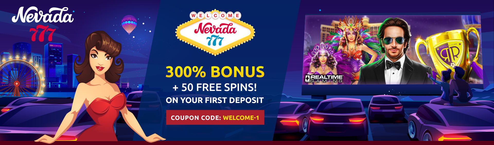 Nevada 777 Casino 300 + 50 Free Spins Bonus Nevada777